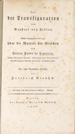 Über die Transfiguration von Raphael von Urbino