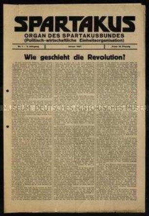 Zeitung "Spartakus" 2. Jahrgang 1927