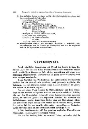 Lehrplan des fakultativen englischen Unterrichts auf Gymnasien : [Gegenbericht]
