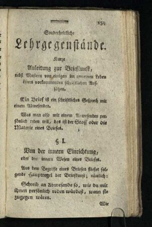 Sonderheitliche Lehrgegenstaende