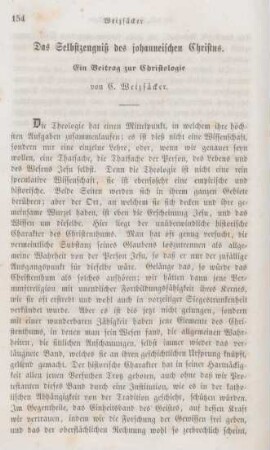 154-208 Das Selbstzeugniß des johanneischen Christus : ein Beitrag zur Christologie