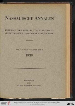 59: Nassauische Annalen: Jahrbuch des Vereins für Nassauische Altertumskunde und Geschichtsforschung