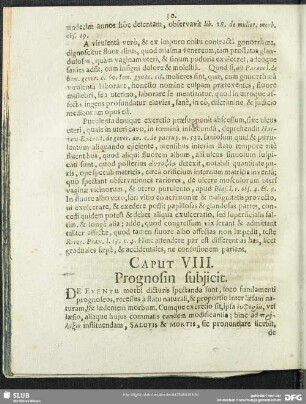 Caput VIII. Prognosin subjicit