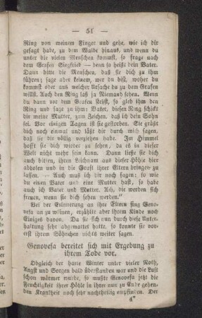 Genovefa bereitet sich mit Ergebung zu ihrem Tode vor.