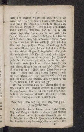 Genovefa bereitet sich mit Ergebung zu ihrem Tode vor.