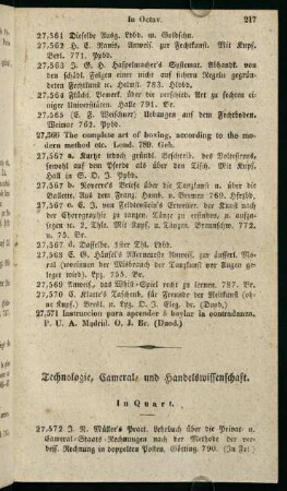 Technologie, Cameral= und Handelswissenschaft.