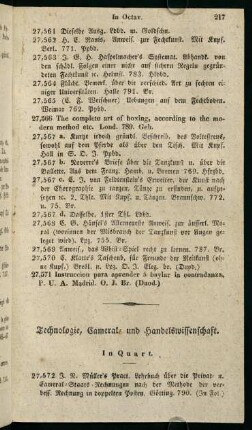 Technologie, Cameral= und Handelswissenschaft.