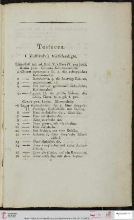 Testacea (Nr. 1 - 610)