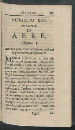 Meditatio XXV. In Exerc. X. De Aere