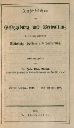 Vierter Jahrgang 1848. 1stes und 2tes - 6stes Heft