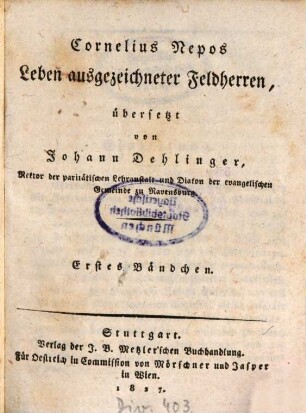 Leben ausgezeichneter Feldherren, Bdch. 1/2