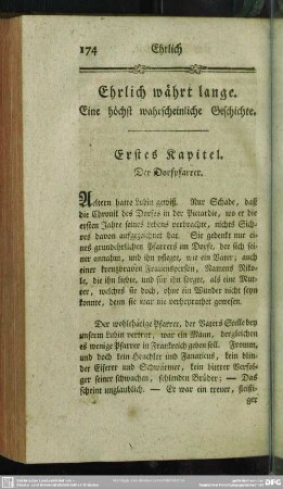 Ehrlich währt lange. Eine höchst wahrscheinliche Geschichte