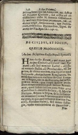 De Civibus, Et Sociis.