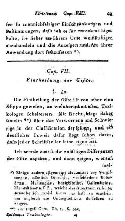 Cap. VII. Eintheilung der Gifte.