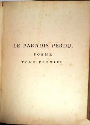 Le Paradis Perdu : Poëme, 1