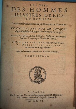 Les vies des hommes illustres grecs et romains, 2. (1606)