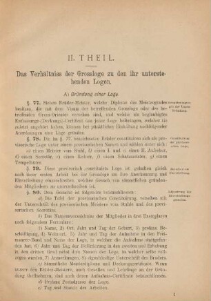 II. Theil. Das Verhältniss der Grossloge zu den ihr unterstehenden Logen.