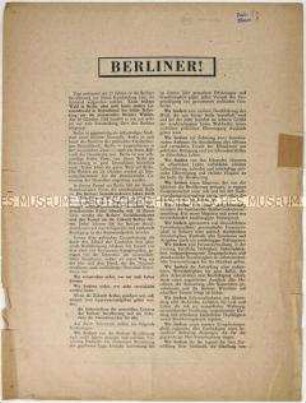 Aufruf derSPD Berlin zur Kommunalwahl am 20. Oktober 1946