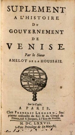 Suplement A L'Histoire Du Gouvernement De Venise
