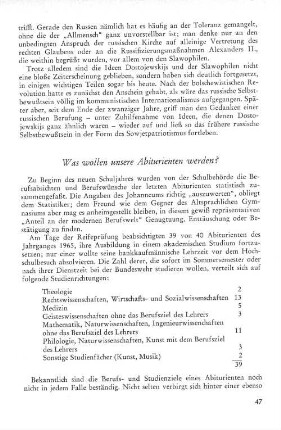 Was wollen unsere Abiturienten werden?