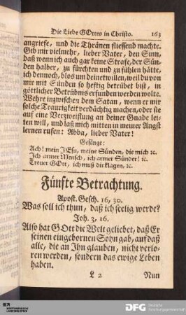 Fünfte Betrachtung. Die Liebe GOttes in Christo.