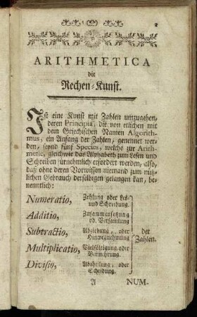Arithmetica die Rechen-Kunst.