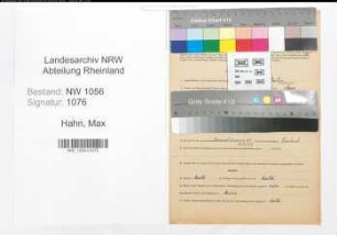 Entnazifizierung Max Hahn , geb. 16.07.1905 (Arbeiter)