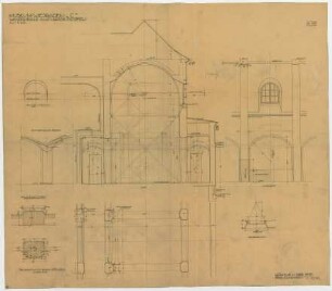 Fischer, Theodor; Wiesbaden; Museum - Bauteil C - Wandelhalle (Teilgrundrisse, Längsschnitt, Schnitte)