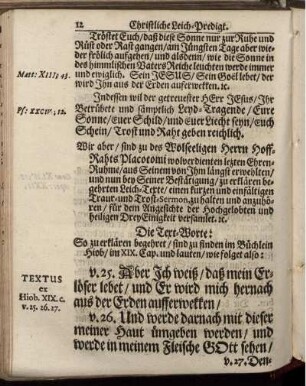 Die Text-Worte: Hiob, XIX. cap.