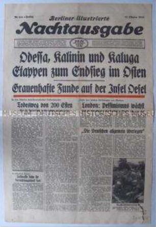 Titelblatt der Abendzeitung "Berliner illustrierte Nachtausgabe" überwiegend über den Krieg in der Sowjetunion