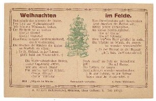 Text-Karten, ohne Nummern: Weihnachten im Felde.