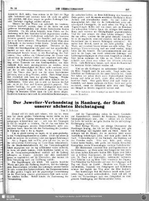 Der Juwelier-Verbandstag in Hamburg, der Stadt unserer nächsten Reichstagung
