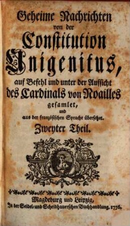Geheime Nachrichten von der Constitution Unigenitus, 2