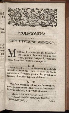 Prolegomena De Constitutione Medicinæ.