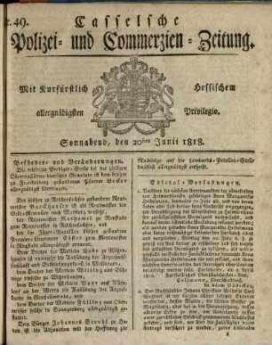 Nr. 49, Sonnabend, den 20sten Junii 1818