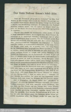 Ueber Herr Prof. ... Schul-Atlas