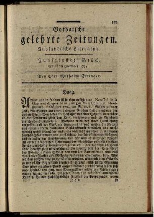 Funfzigstes Stück, den 13ten December 1794.