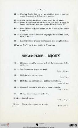 Argenterie - Bijoux (Nr. 90-95ter)
