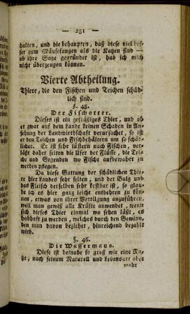 Vierte Abtheilung. Thiere die den Fischen und Teichen schädlich sind.