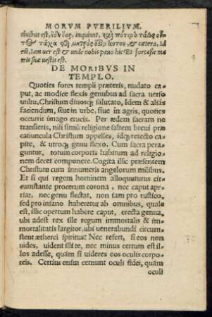 De Moribus In Templo.