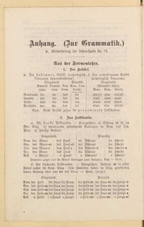 Anhang. (Zur Grammatik.)
