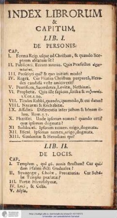 INDEX LIBRORUM & CAPITUM.