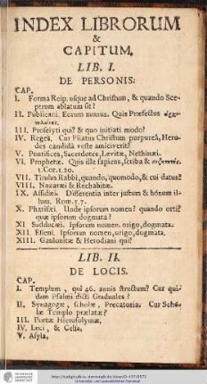 INDEX LIBRORUM & CAPITUM.