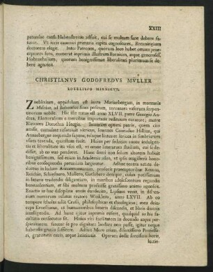 Christianus Godofredus Müller Zoeblizio Misnicus.