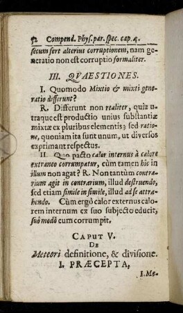Caput V. Meteori definitione, & divisione.