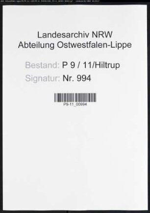 Sterberegister Standesamt Hiltrup