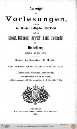 Wintersemester 1899/1900