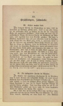 III. Erzählungen, Schwänke