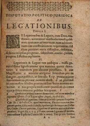 Disputatio Juridico-Politica De Legationibus Et Legatis