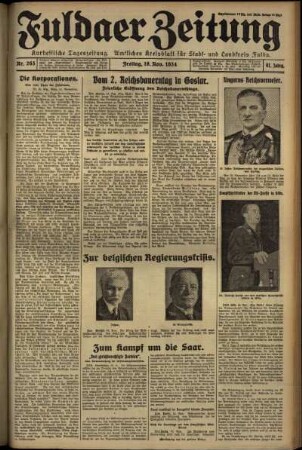 Erste Ausgabe vom Freitag, den 16. November 1934.